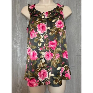 LOFT Pink Floral Blouse Sleeveless Size S